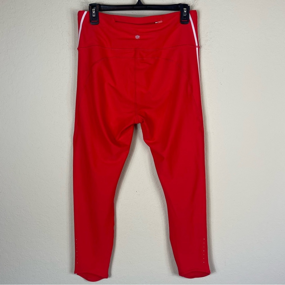 Athleta Pacesetter 7/8 Tipped Tights Leggings Red White Stripe Size Large - Picture 6 of 7